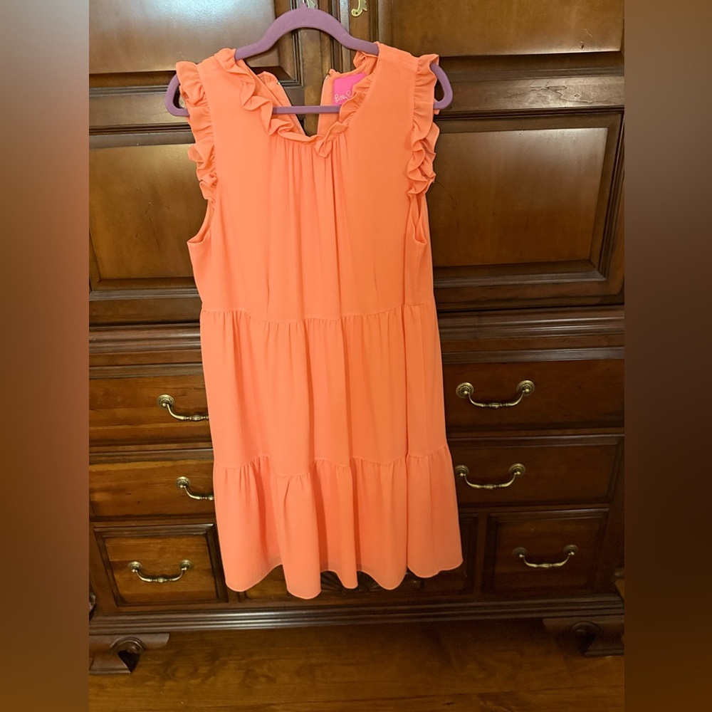 Sleeveless Ruffled Orange Dress EUC XL